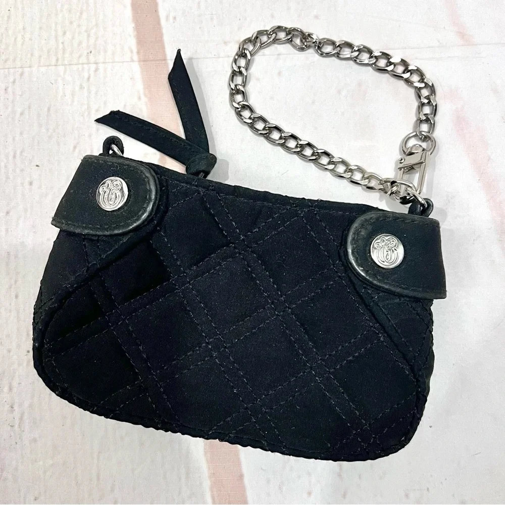 Vera Bradley Colette Quilted Microfiber Mini Black Wristlet Clutch Wallet Purse - Picture 2 of 9